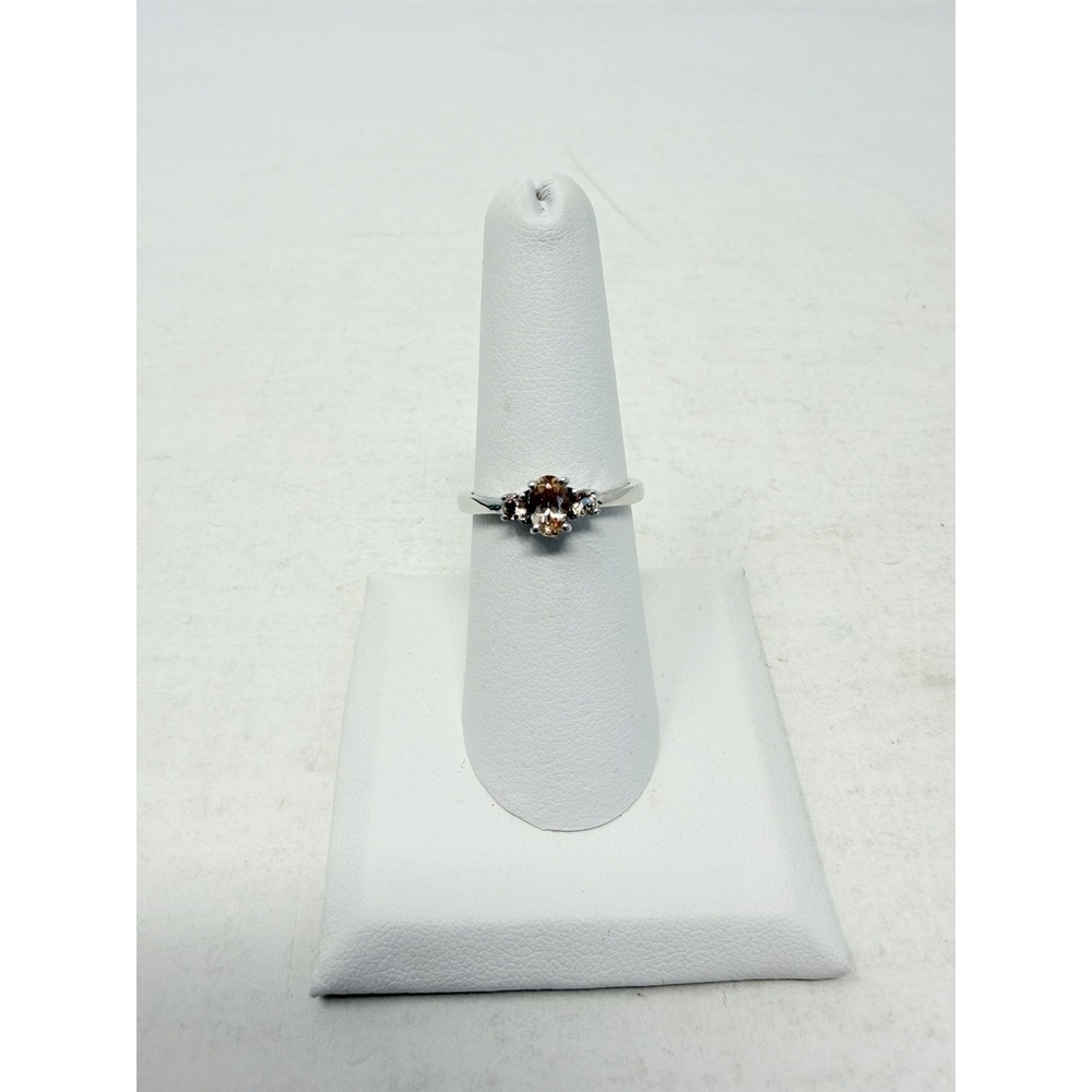 Shop LC Imperial Topaz Platinum Over Sterling Silver Trilogy Size 7 Ring 5602